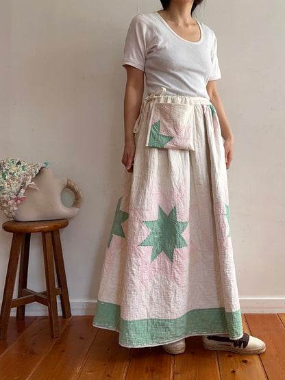 antique quilt pocket gather skirt