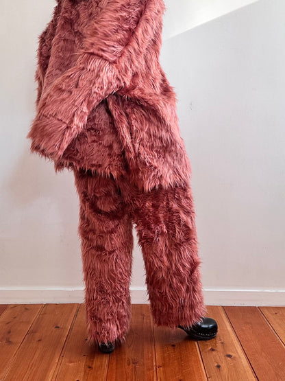 old fur pants / pink brown