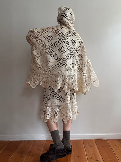 old crochet lace parka