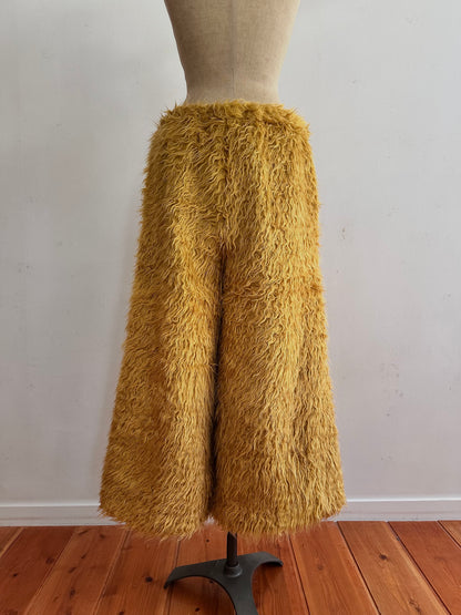 old fur wide pants / mustard