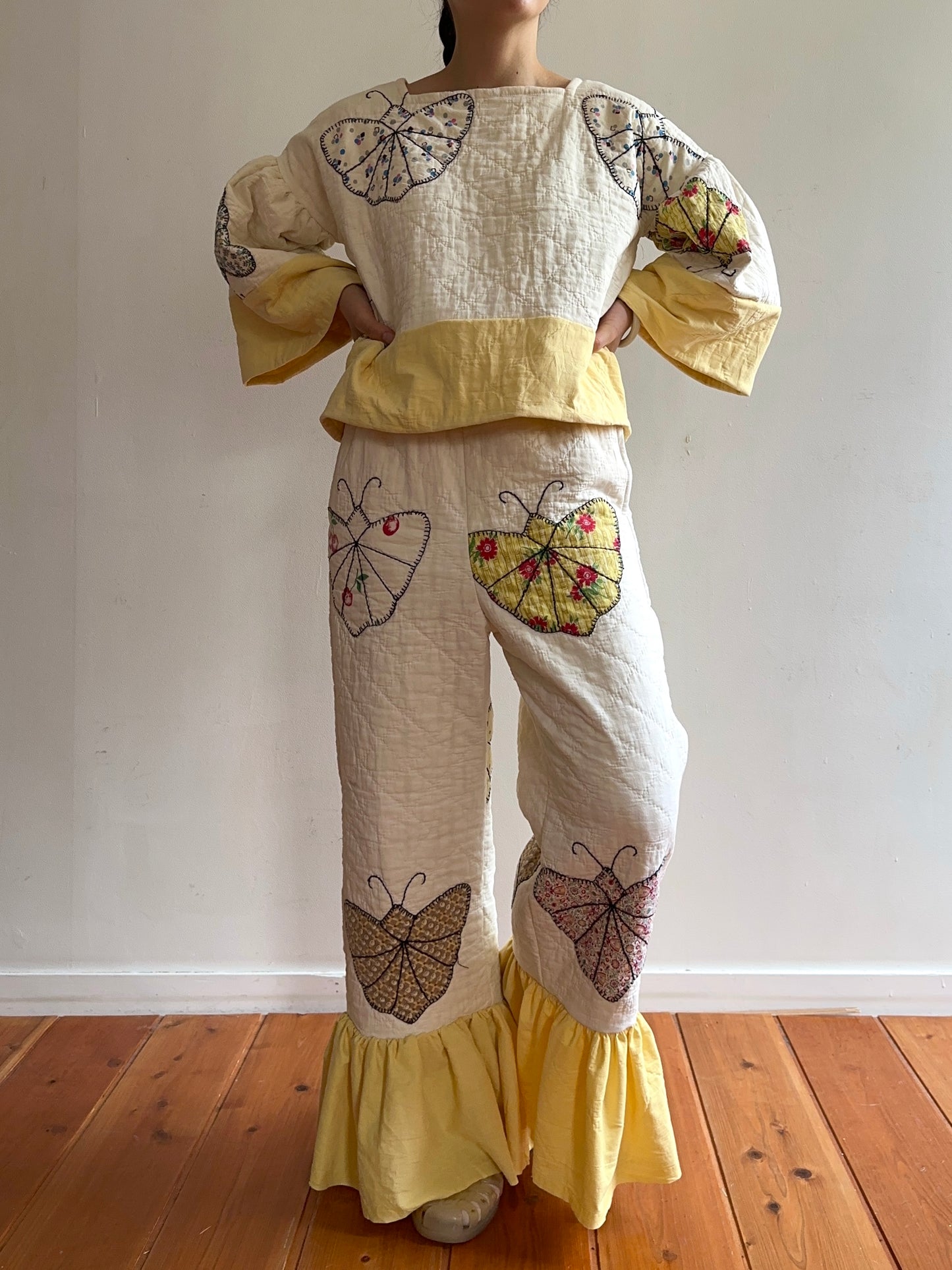 old quilt butterfly puff tops