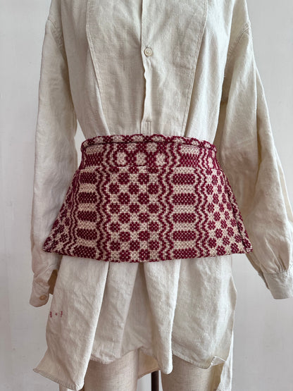 old coverlet work apron / purple