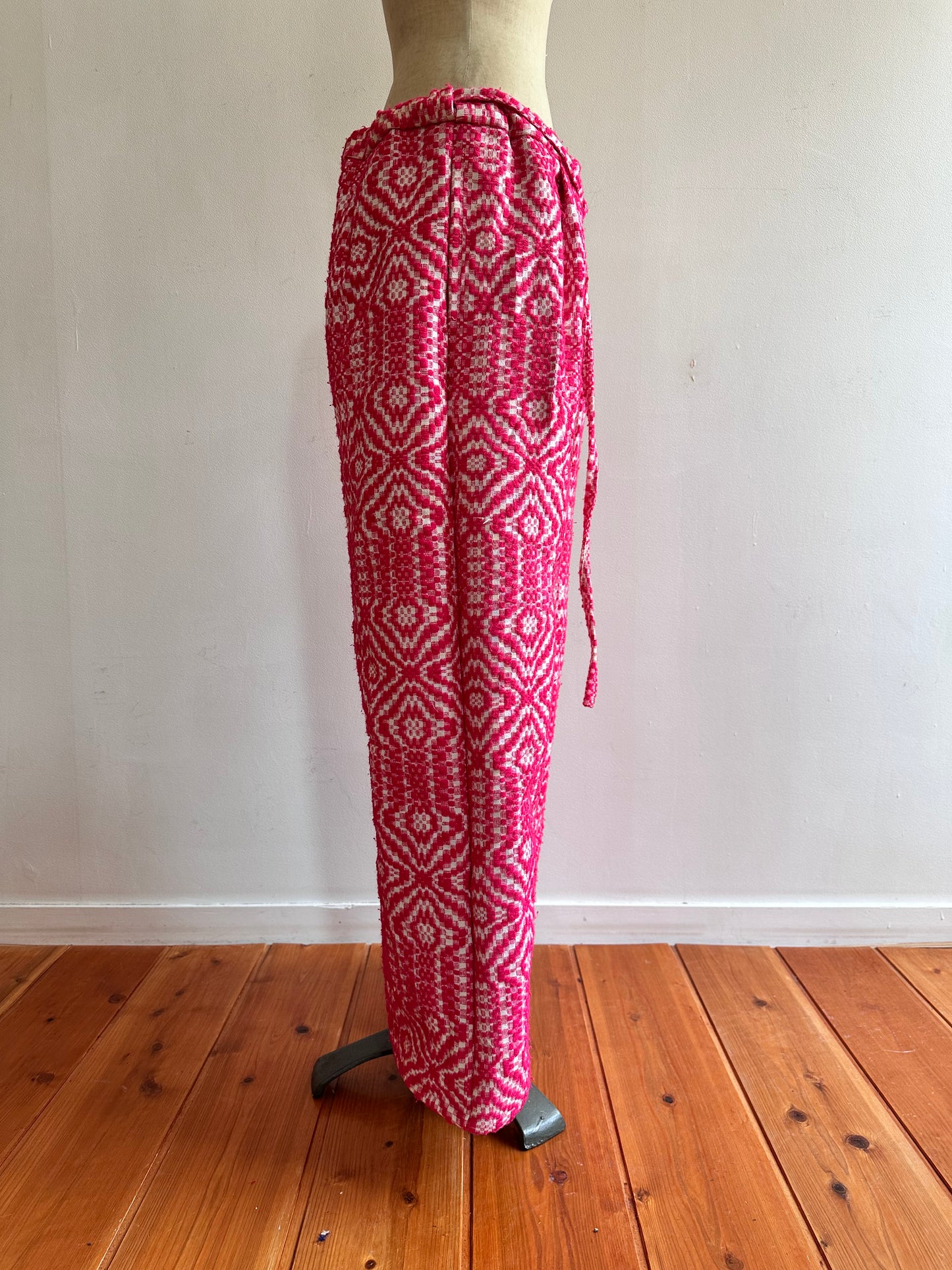 old coverlet tuck wide pants / pink × white