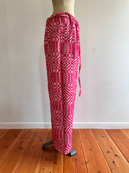 old coverlet tuck wide pants / pink × white
