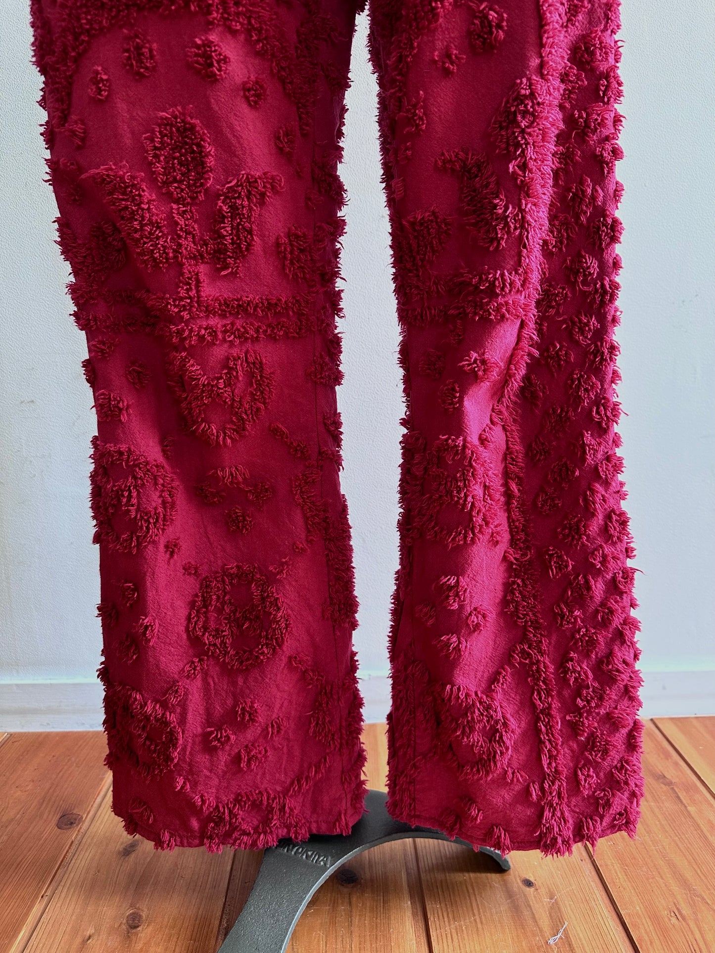 old chenille slim flare pants / ruby