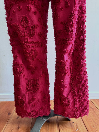 old chenille slim flare pants / ruby