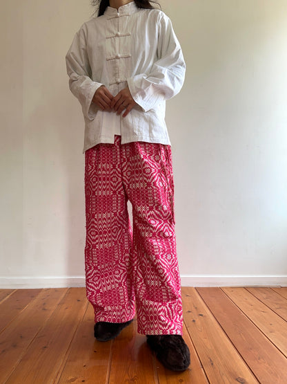 old coverlet tuck wide pants / pink × white