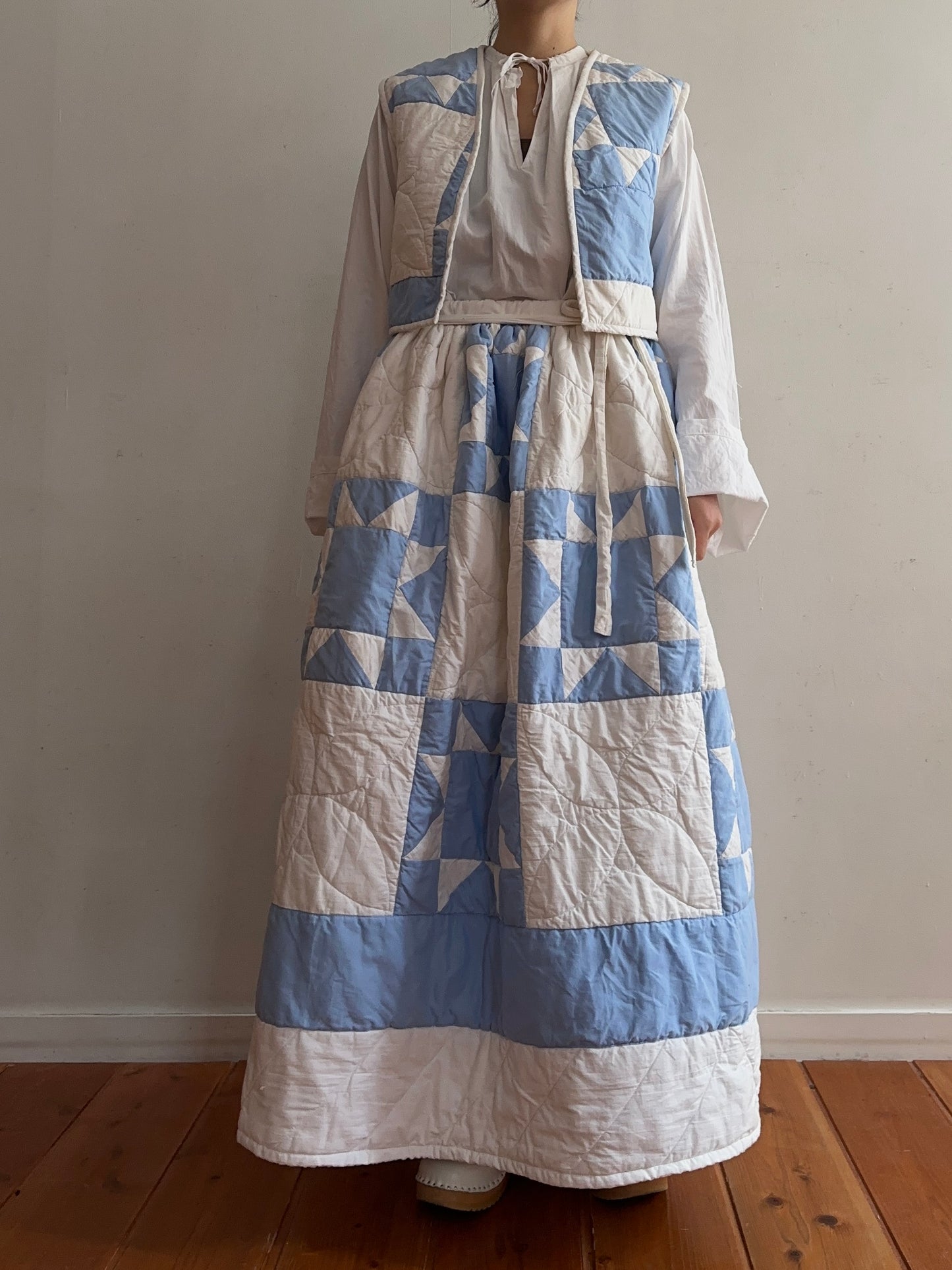 old quilt gather skirt
