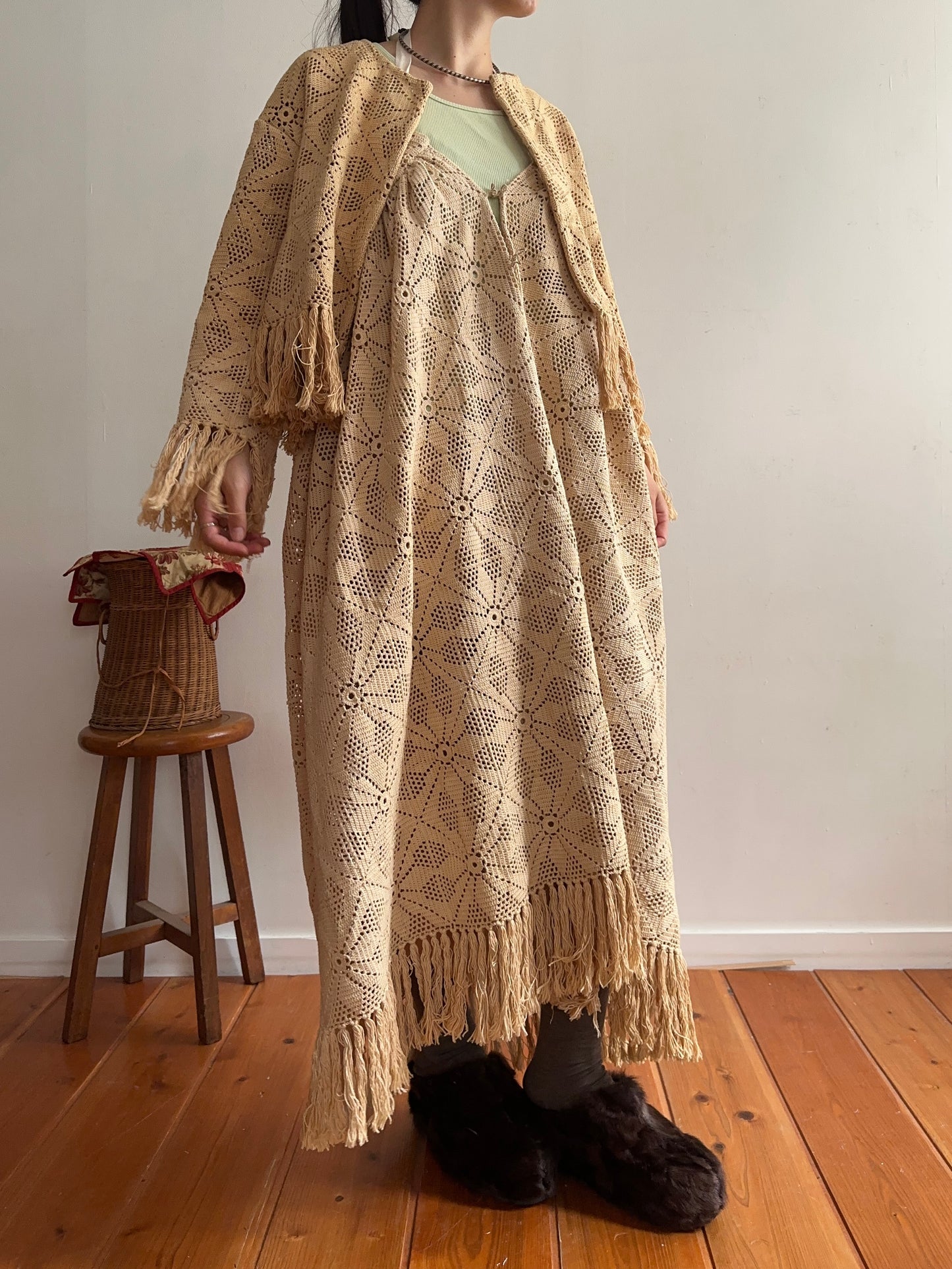 old lace gather skirt