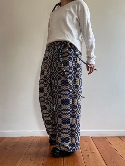 old coverlet wide tuck pants / navy× white