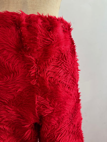old fur pants /red