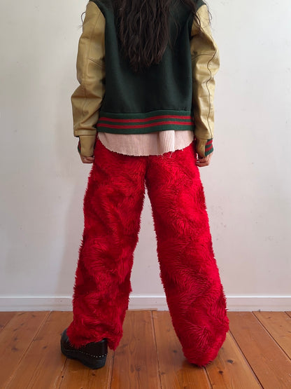 old fur pants /red