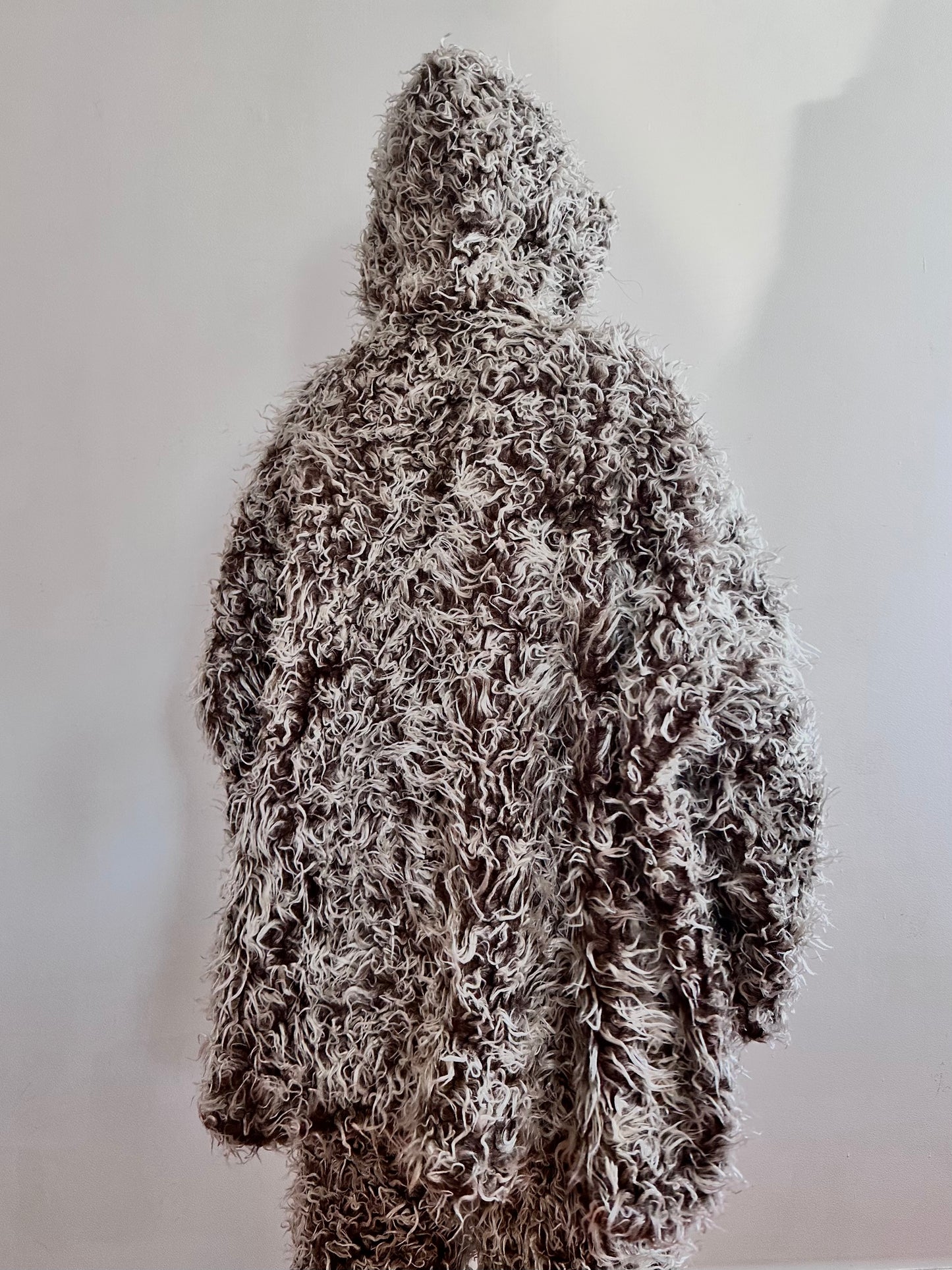 old fur parka / brown×silver