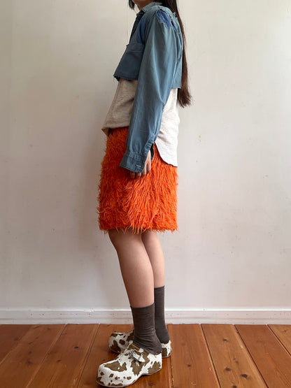 old fur short pants / orange