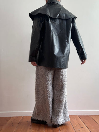 old fur wide pants / silver