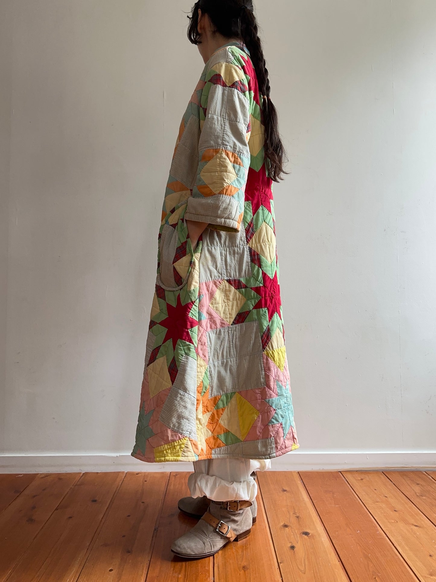 old quilt dress coat