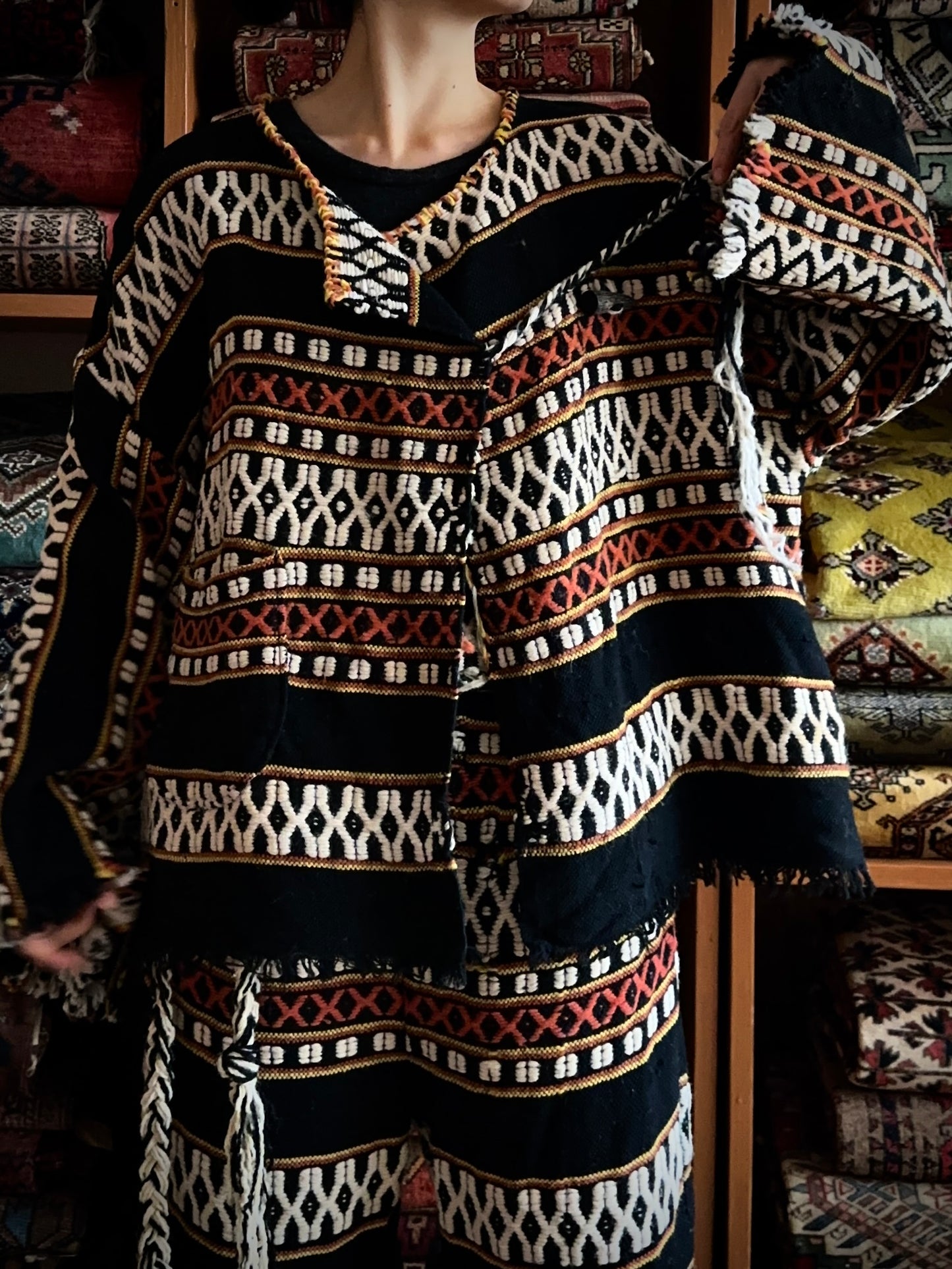 old handwoven textile set-up