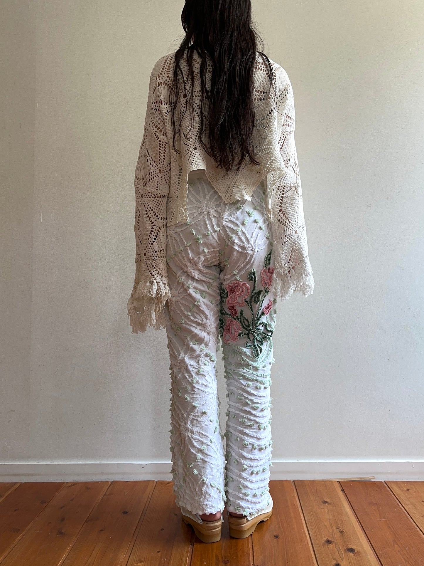 old chenille slim flare pants / muscat