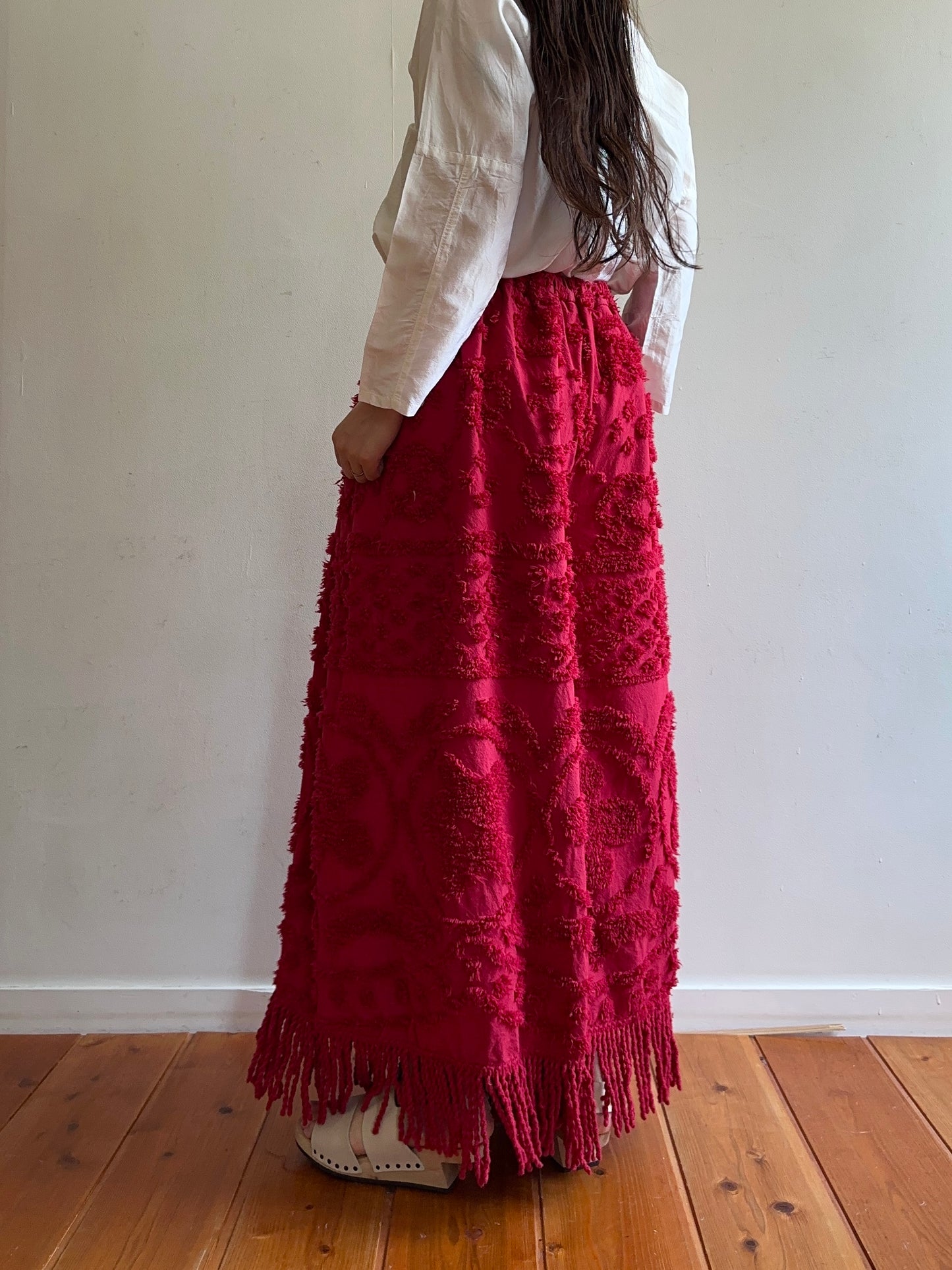 old chenille many tuck pants / ruby