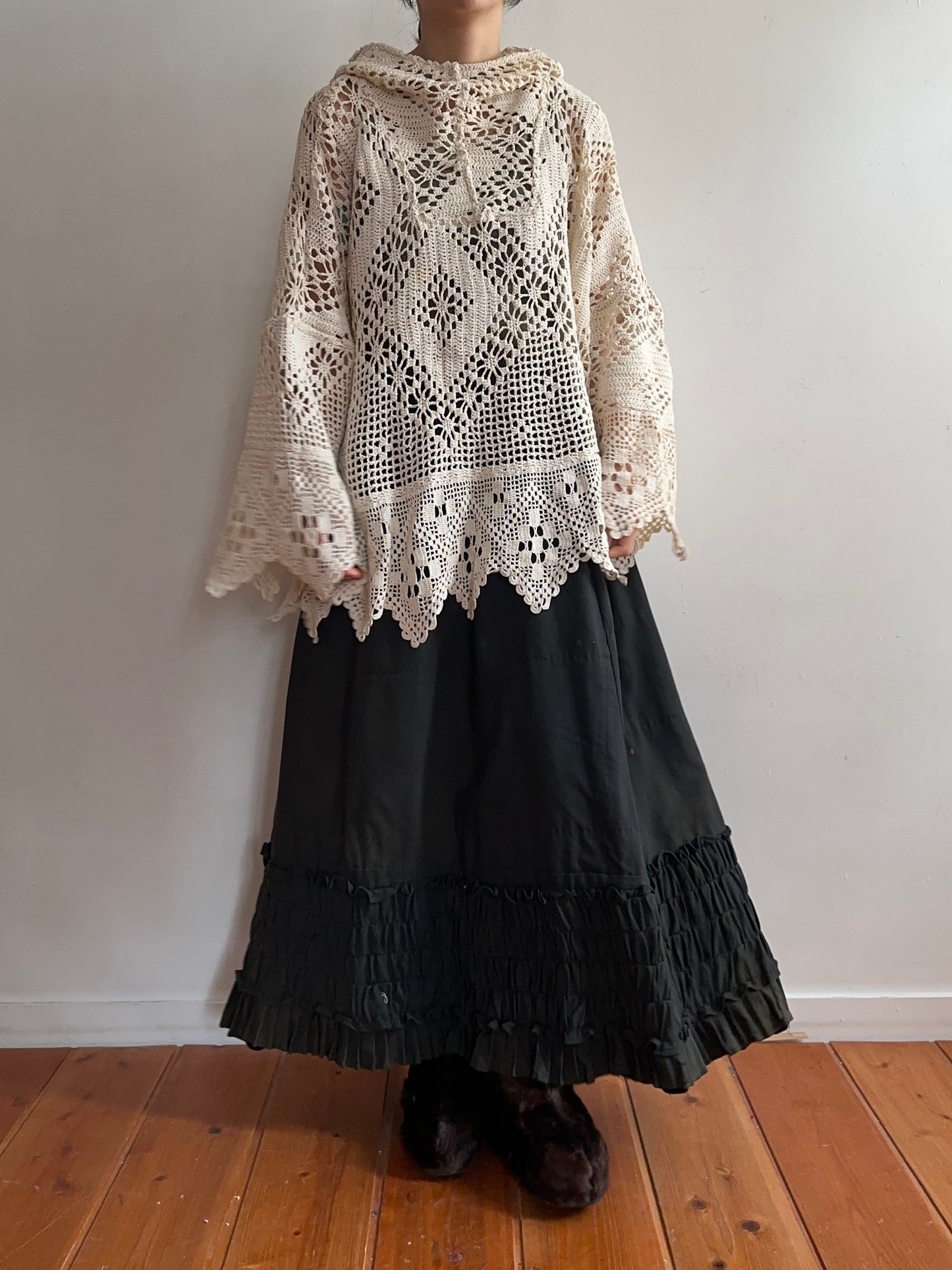 old crochet lace parka