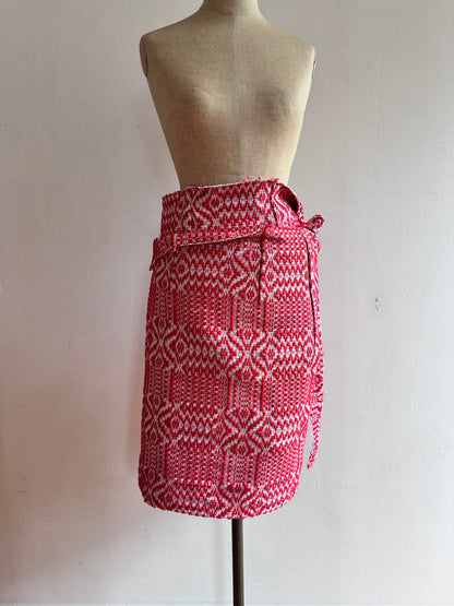 old coverlet wrap short skirt / red