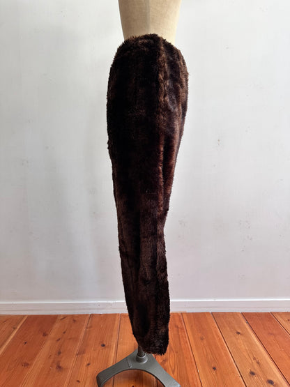 old fur pants / dark brown stripe