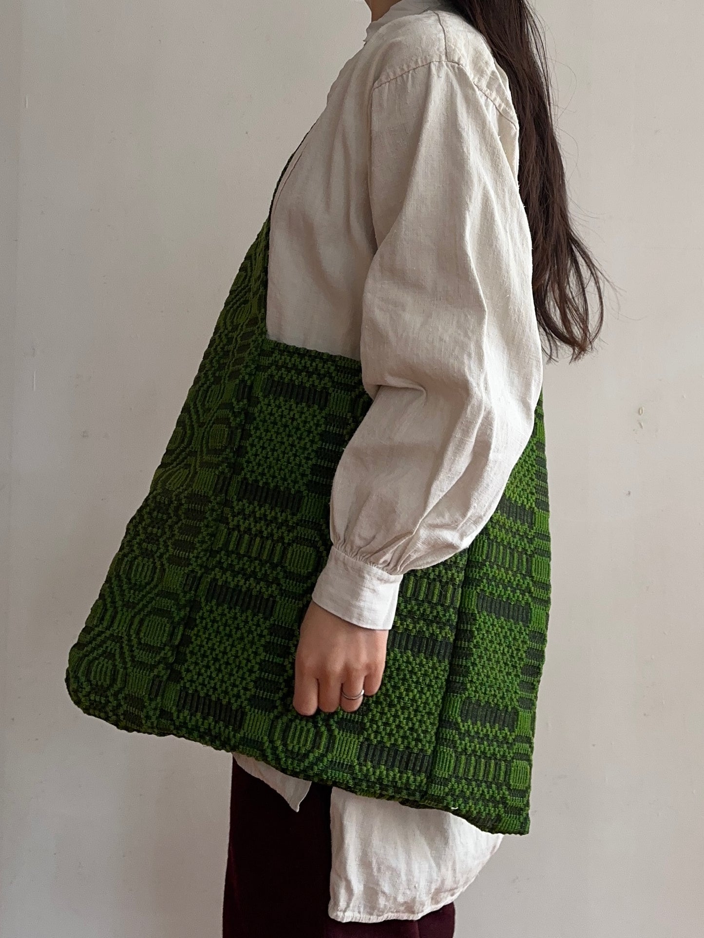old coverlet monk bag / green