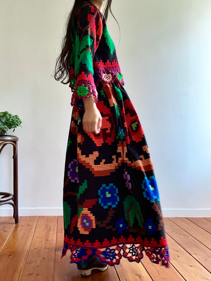 flower hand stitch gather skirt