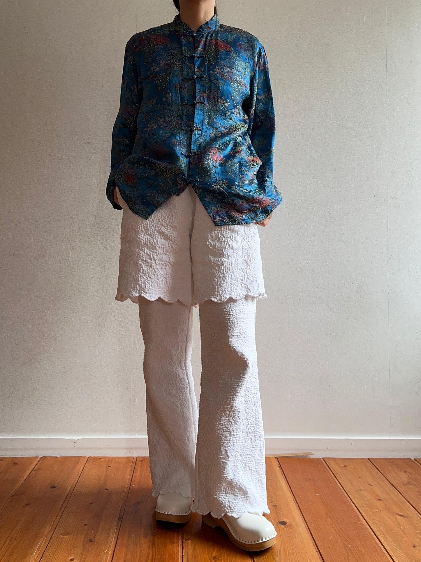 old fabric slim flare pants