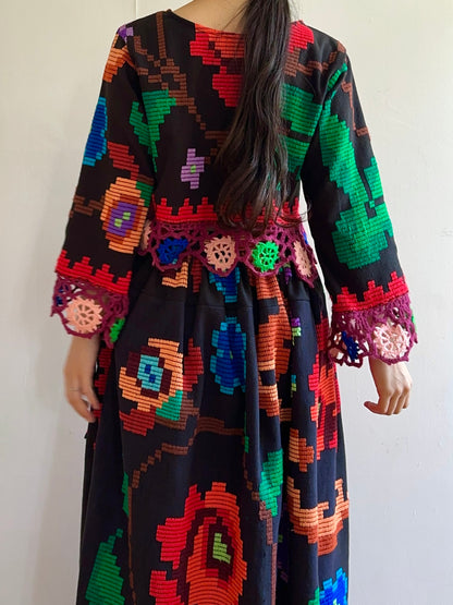 flowers hand stitch short tops