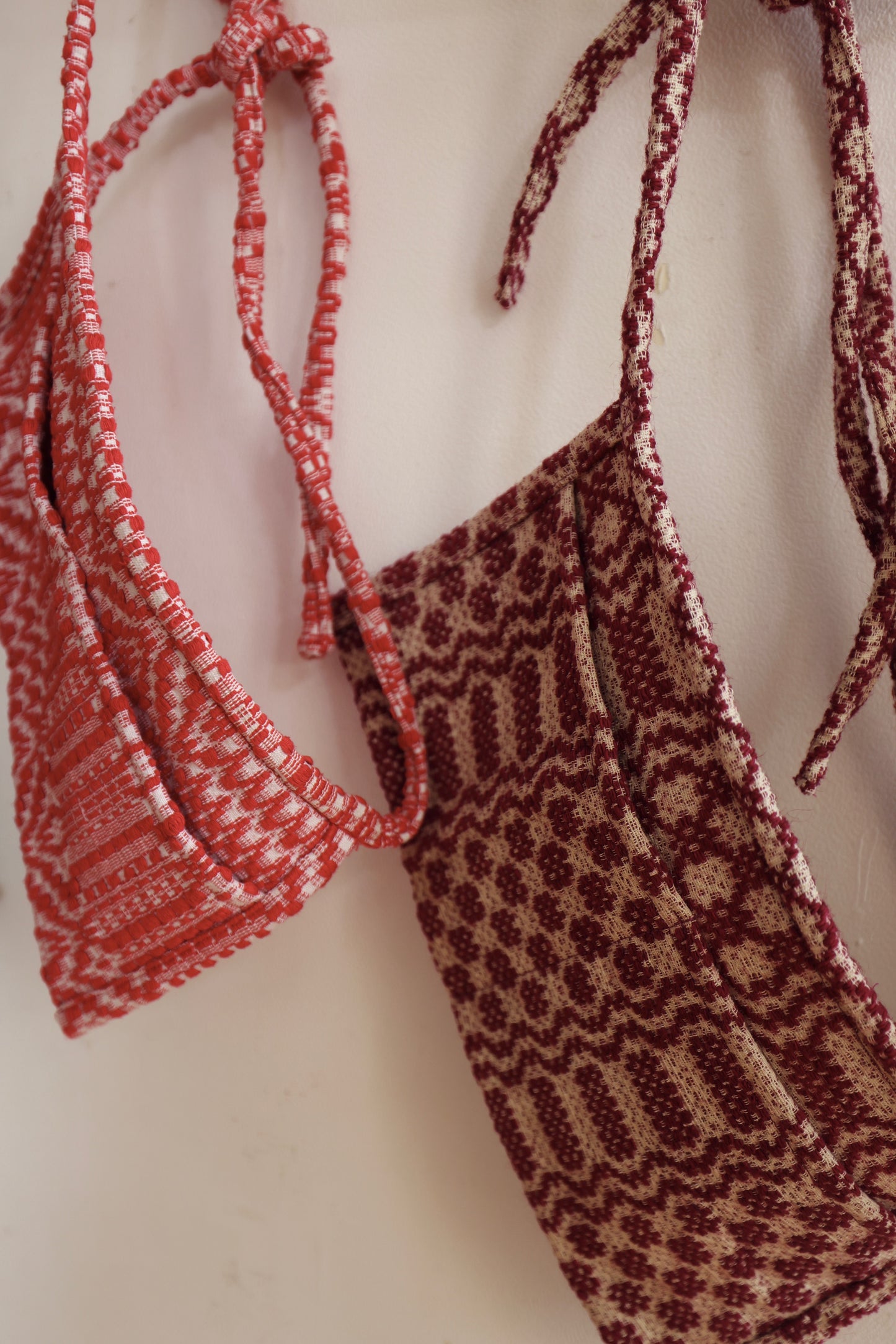 old coverlet work apron / purple