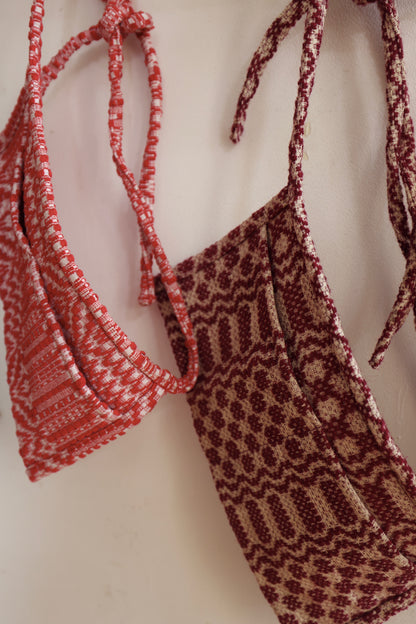 old coverlet work apron / purple