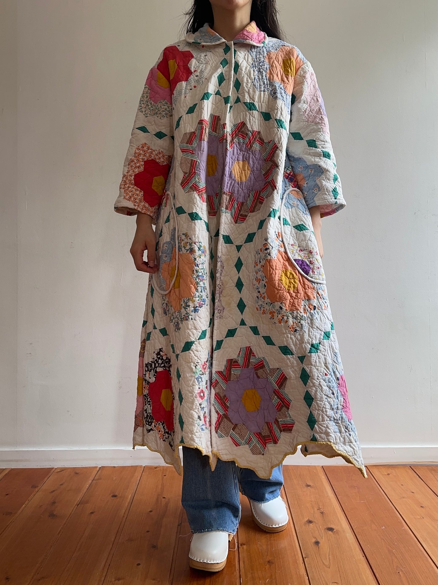 old quilt dress coat