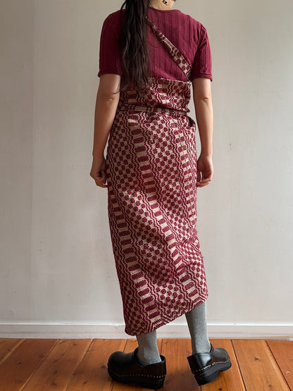 old coverlet wrap long skirt / bordeaux