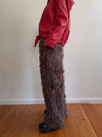 old fur pants / peacock mauve