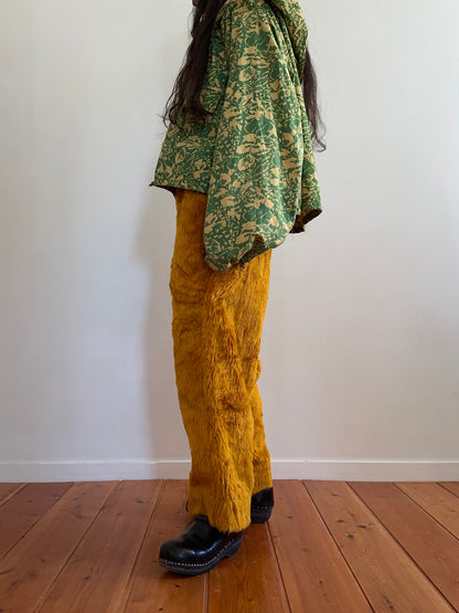 old fur pants / gold