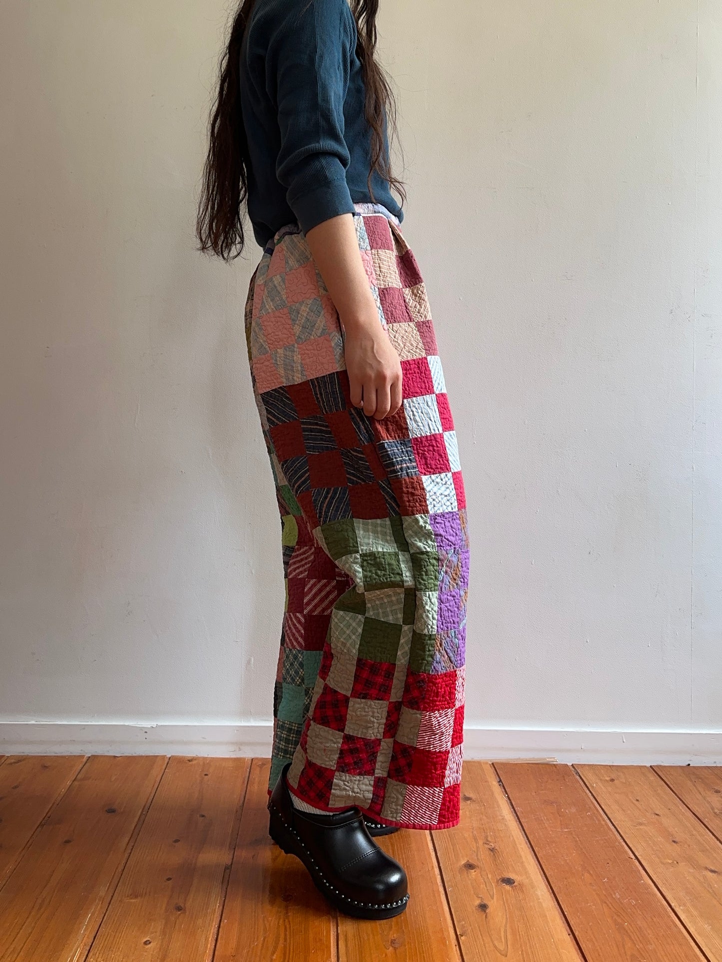 old quilt tuck wide pants