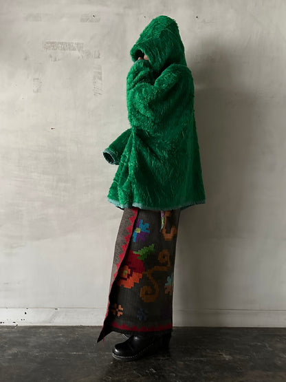 old fur parka / green