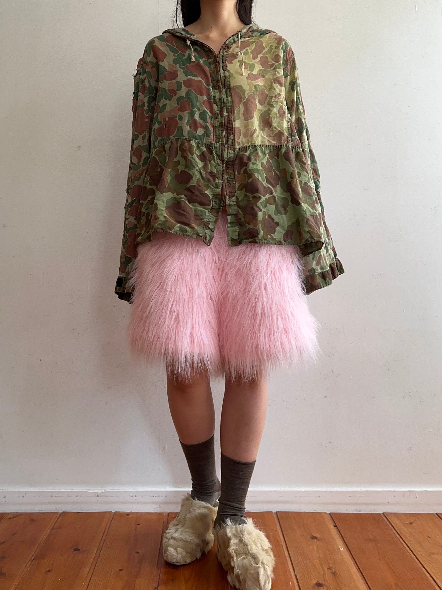 old fur short pants / pink