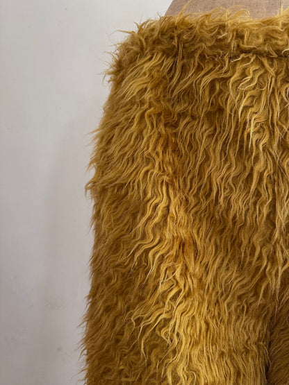 old fur wide pants / mustard