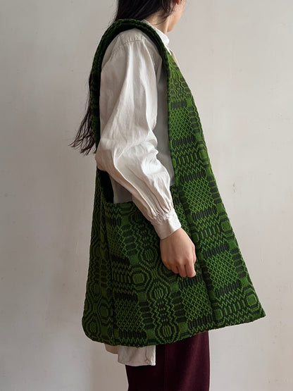 old coverlet monk bag / green