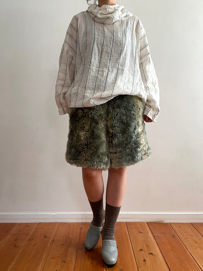 old fur short pants / fog blue