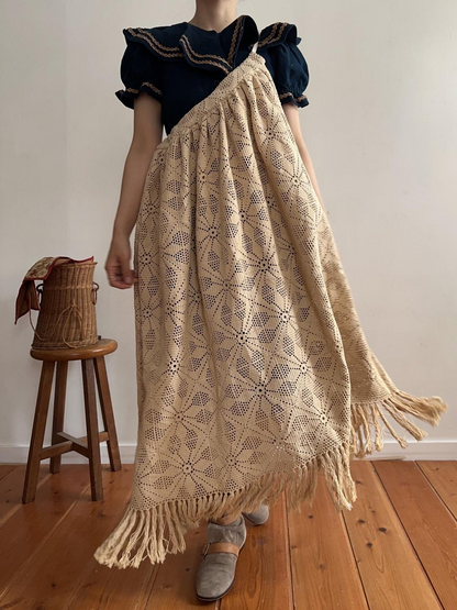 old lace gather skirt