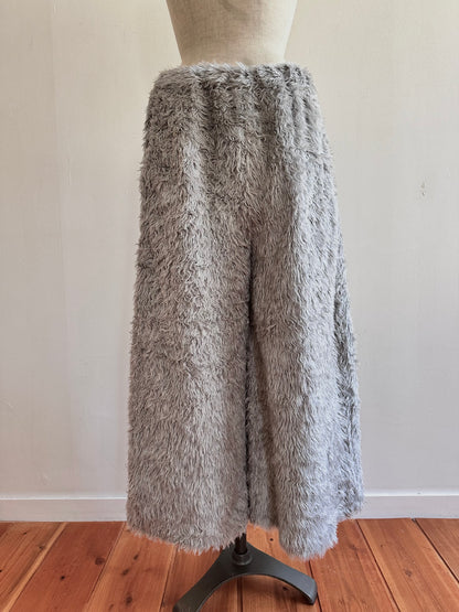 old fur wide pants / silver