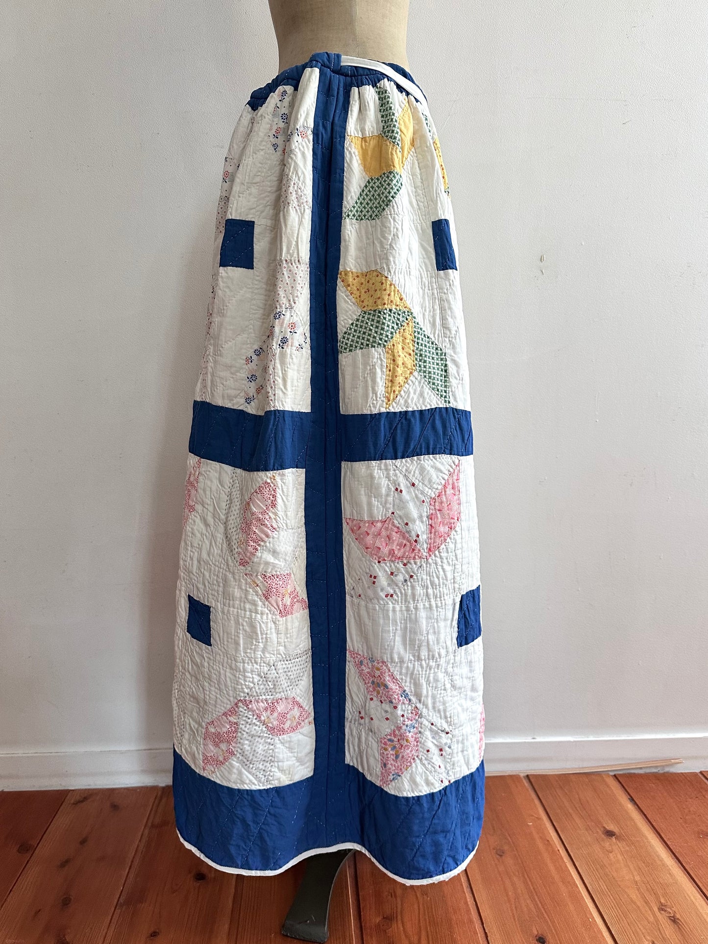 old quilt gather skirt