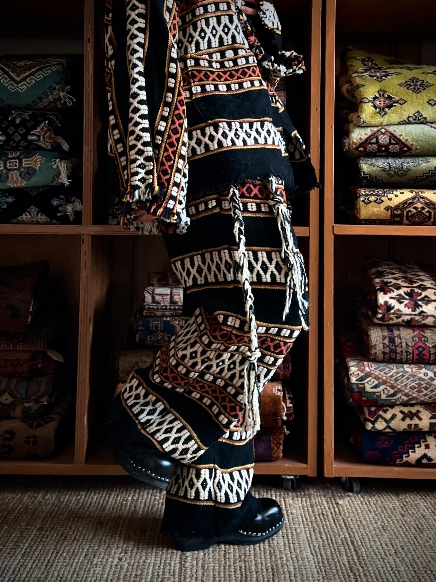 old handwoven textile set-up
