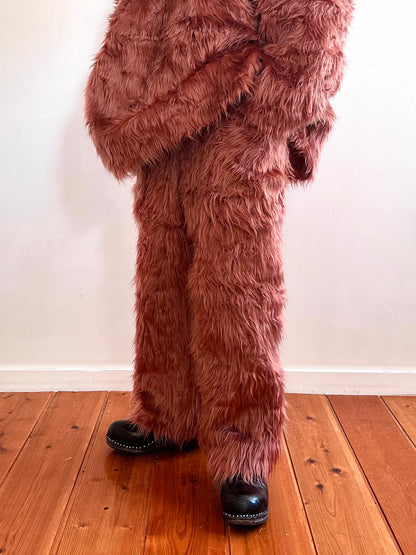 old fur pants / pink brown