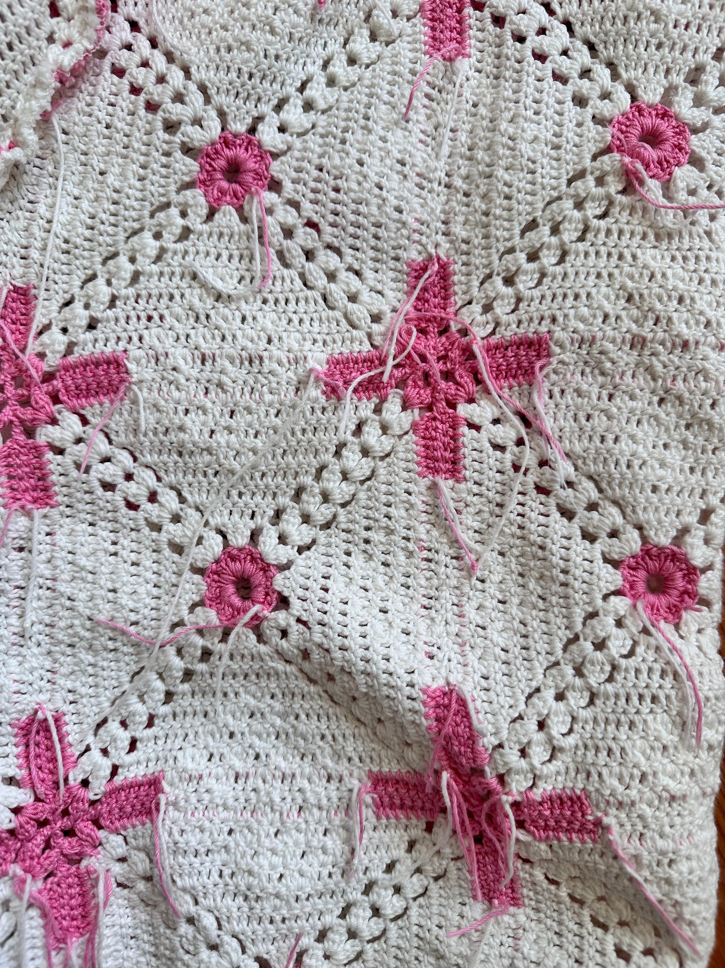 old crochet lace many tuck pants