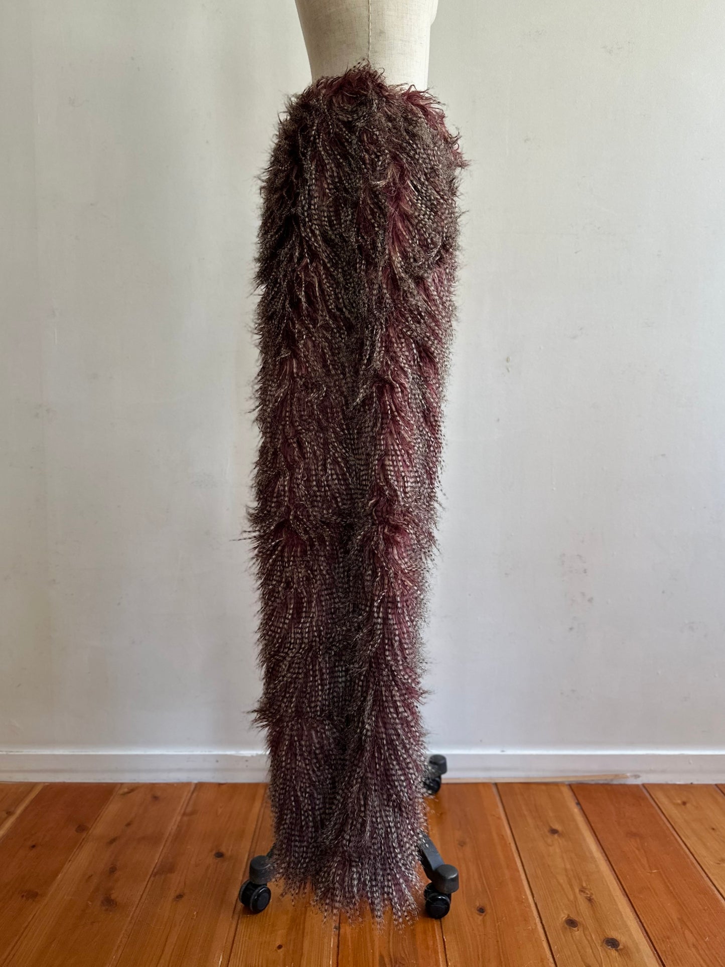 old fur pants / peacock mauve
