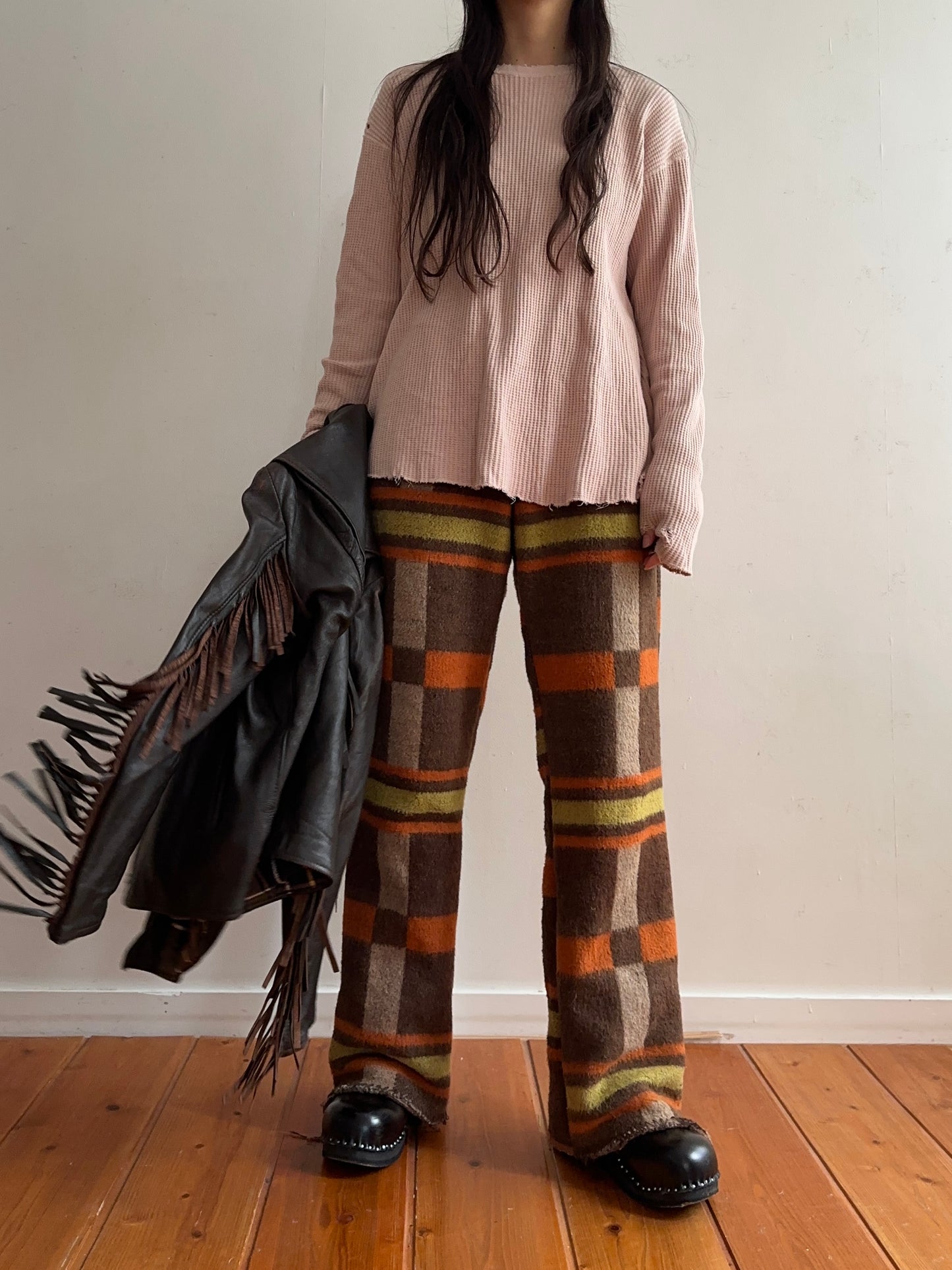 old blanket slim flare pants